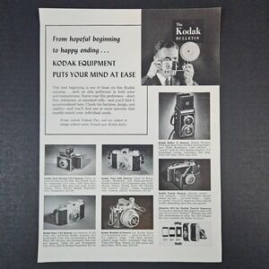 1951 Kodak Film Cameras‎ Vintage Print Ad Bantam Pony Medalist Tourist Reflex